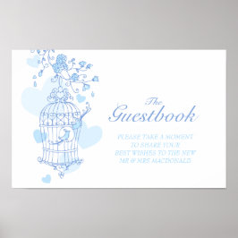 Poster Livro de visitas de casamento sinal de amor pássar