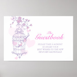Poster Livro de visitas de casamento sinal de amor pássar