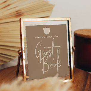Poster Livro de visitas de chá de bebê de urso simples mi