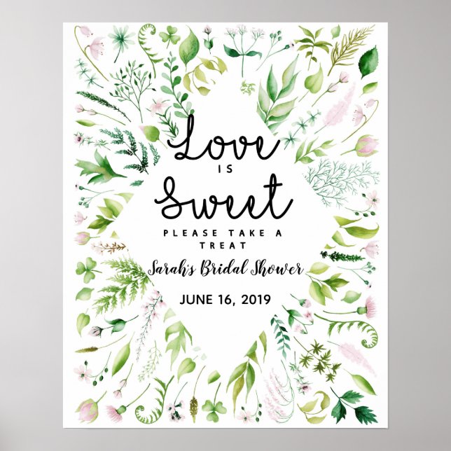 Poster livro de visitas de chá de panela doce como o amor (Frente)