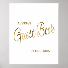 Poster Livro de Visitas de Chás de Bebê em Dourado e Bran