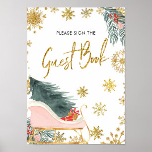 Poster Livro de Visitas de Churrasco de Bebê de Natal com