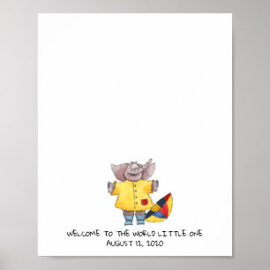 Poster Livro de Visitas de Elefante Bebê
