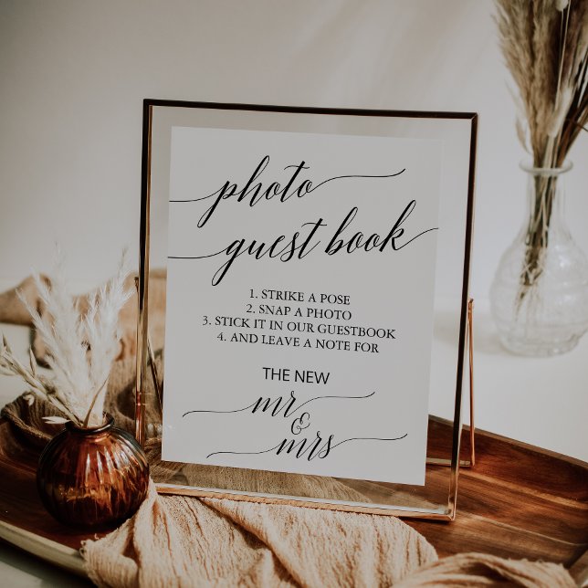 Poster Livro de Visitas de Foto com Caligrafia Preta Eleg (Criador carregado)