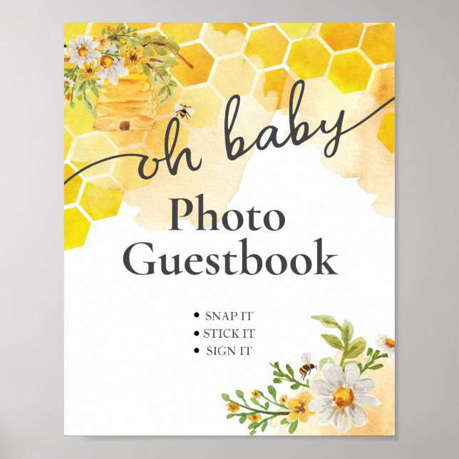 Poster Livro de visitas de foto de chuveira Oh Baby Honey (Frente)