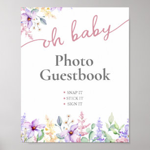 Poster Livro de Visitas de Fotos Elegante Oh Baby Flor Si