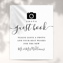 Poster Livro de Visitas de Fotos Preto e Branco Letreiro