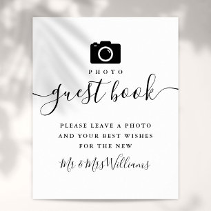 Poster Livro de Visitas de Fotos Preto e Branco Letreiro