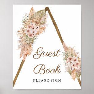 Poster Livro de Visitas de Grama Pampas de Palma Seca Boh