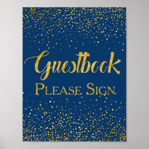 Pôster Livro de Visitas de Noiva com Glitter Dourado Fals