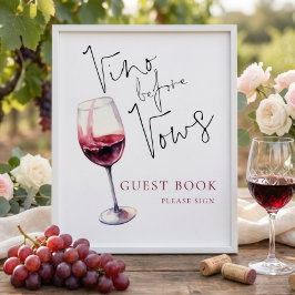 Poster Livro de Visitas de Noivado Vino Before Vows Sinal