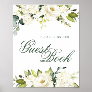 Poster Livro de Visitas de Rosas Brancas Assinatura