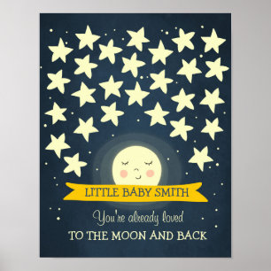 Pôster Livro de visitas do chá de bebê Moon Baby Estrelas