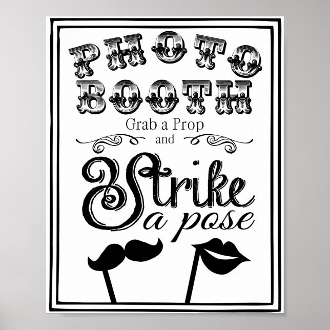 Pôster livro de visitas do PHOTO BOOTH casamento ou festa (Frente)