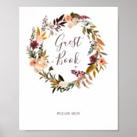 Livro de Visitas Floral Laranja Borgonha Sinal