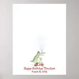 Poster Livro de Visitas Polegar de Crocodilo Engraçado