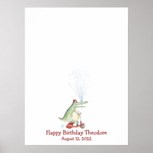 Poster Livro de Visitas Polegar de Crocodilo Engraçado