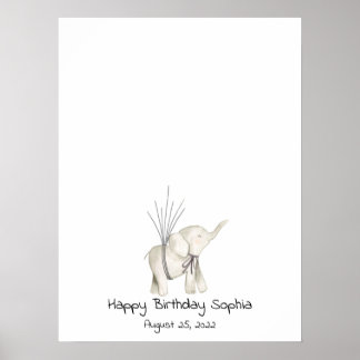 Poster Livro de Visitas Polegar de Elefante Bebê