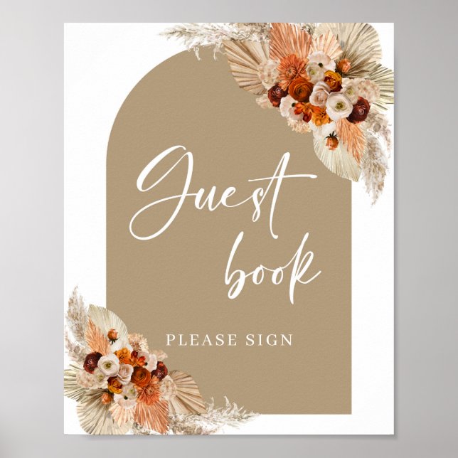 Poster Livro de visitas terracota laranja queimado burgun (Frente)