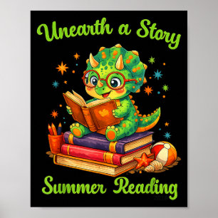 Poster Livro engraçado do dinossauro amante desenterrar u