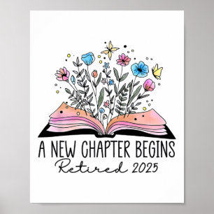 Poster Livro Floral Um Novo Capítulo Começa Aposentado Ap