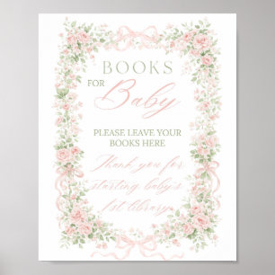 Poster Livro Infantil Menina Bebê em Flor com Laço Floral