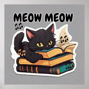 Poster Livro Leitura De Gatos De Meia