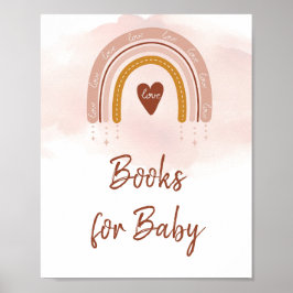 Poster Livro Moderno Blush Pink Rainbow Livros Para Sinal