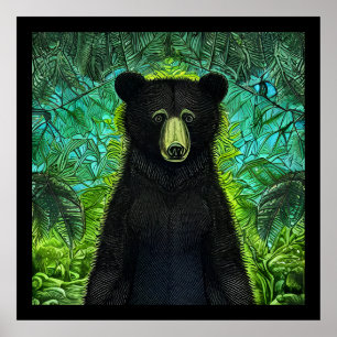 Poster Livro Negro Pequeno Urso Negro Divertido