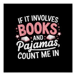 Pôster Livro & Pijamas Livro Humorístico Amante da Leitur