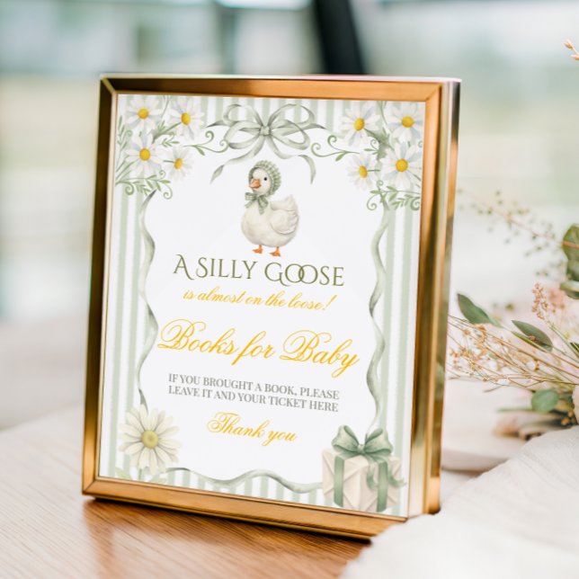 Poster Livro Verde Neutro Silly Goose Para Chá de Bebê (Criador carregado)