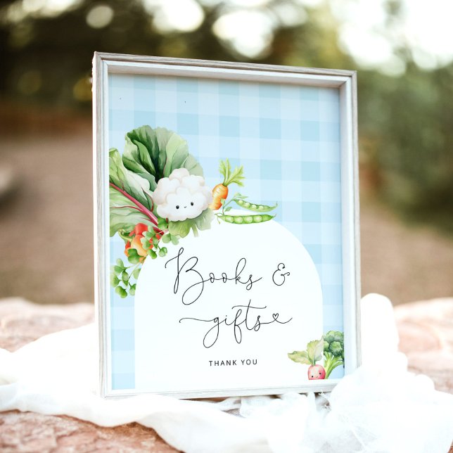 Poster Livros azuis e indicativo de presentes cultivados  (Criador carregado)