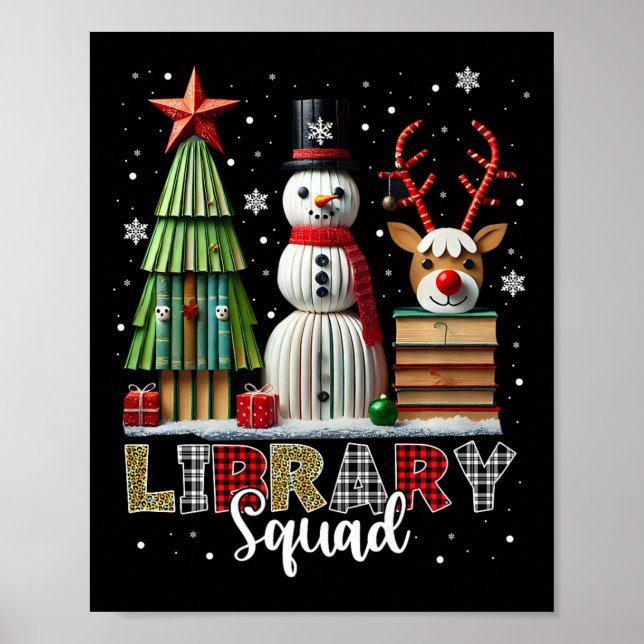Poster Livros Bibliotecários de Natal Árvore de Natal Sno (Frente)