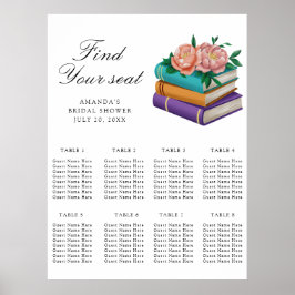 Poster Livros Chá de noiva Carta de assentos do casamento