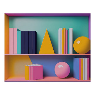 Pôster Livros da Biblioteca Moderna Design Arte Contempor