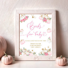 Poster Livros de Abóbora Rosa Floral para Bebê