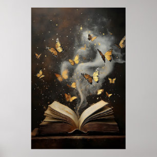 Poster Livros de borboletas imprimem, livraria de naturez