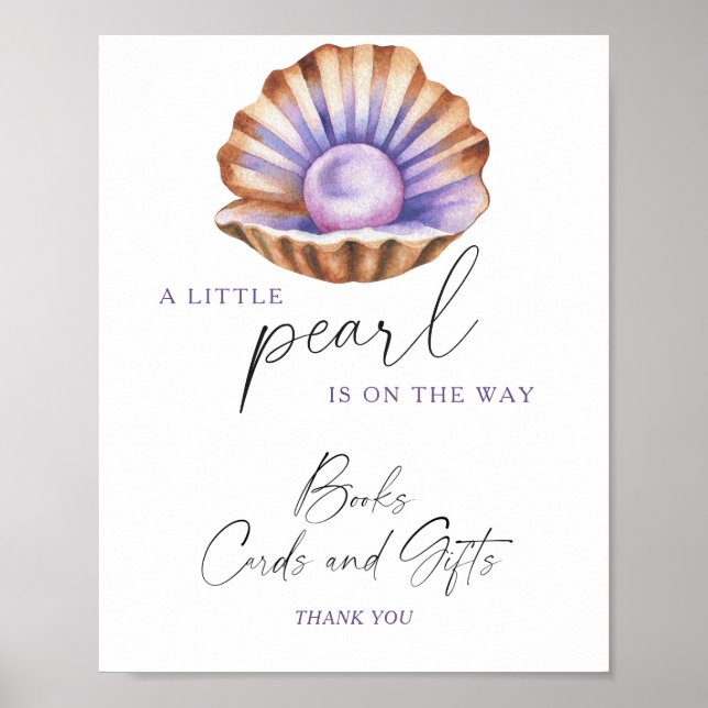Poster Livros de chá de bebê Pearl presentes e cartões (Frente)
