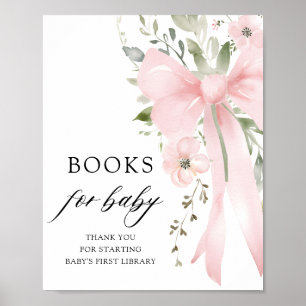 Poster Livros de Chá de fraldas de Arco rosa para menina 