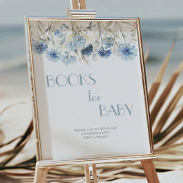 Poster Livros De Chá de fraldas De Hydrangea Azul DUSTY P