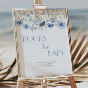 Poster Livros De Chá de fraldas De Hydrangea Azul DUSTY P
