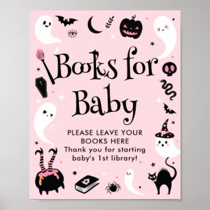 Poster Livros de Chá de fraldas do Dia das Bruxas Pretos 