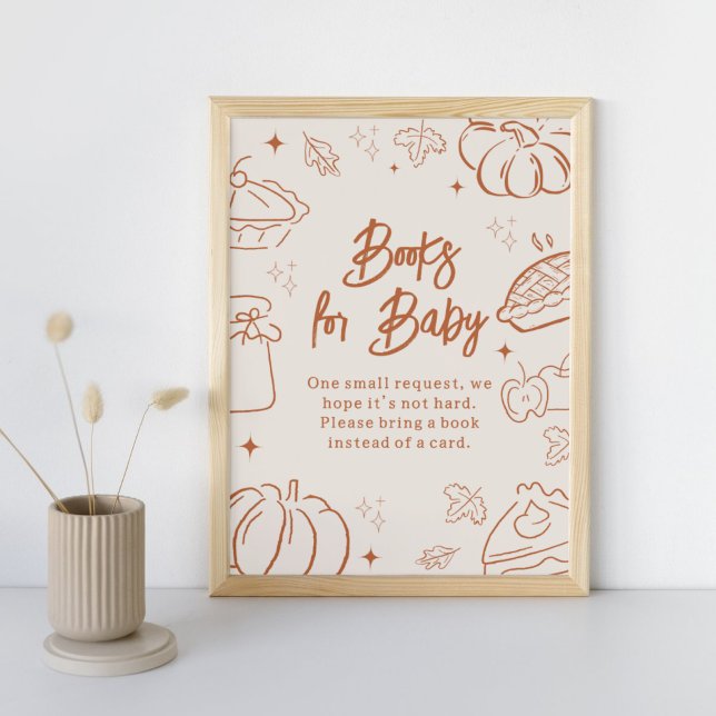Poster Livros de Chamada de Bebê para Festa de Bebê Littl (Little Cutie Pie Baby Shower Books for Baby Sign)