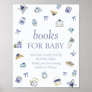 Poster Livros de Chás de Bebê de Sobremesa de Mirtilo Par