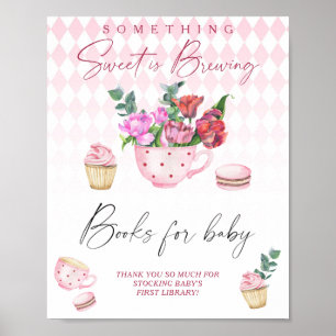 Poster Livros de chás de bebê para menina do Tea Party