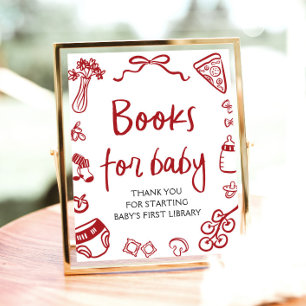 Poster Livros de Chás de fraldas Desenhados para a Mão Ve