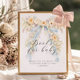 Poster Livros de Chuvinha de Bebê com Laço Floral Aquarel
