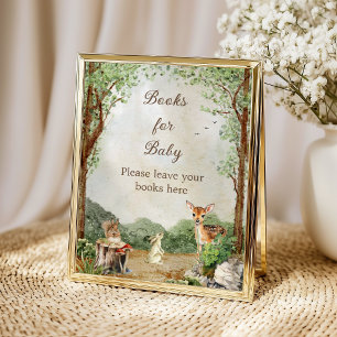 Poster Livros de Chuvinha de Bebê na Floresta para Cartaz