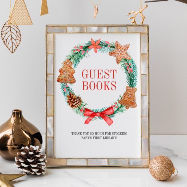 Poster Livros de Convidado do Chá de fraldas Cookie Wreat (Criador carregado)