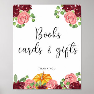 Poster Livros de flores de abóbora aquarela cartões e pre